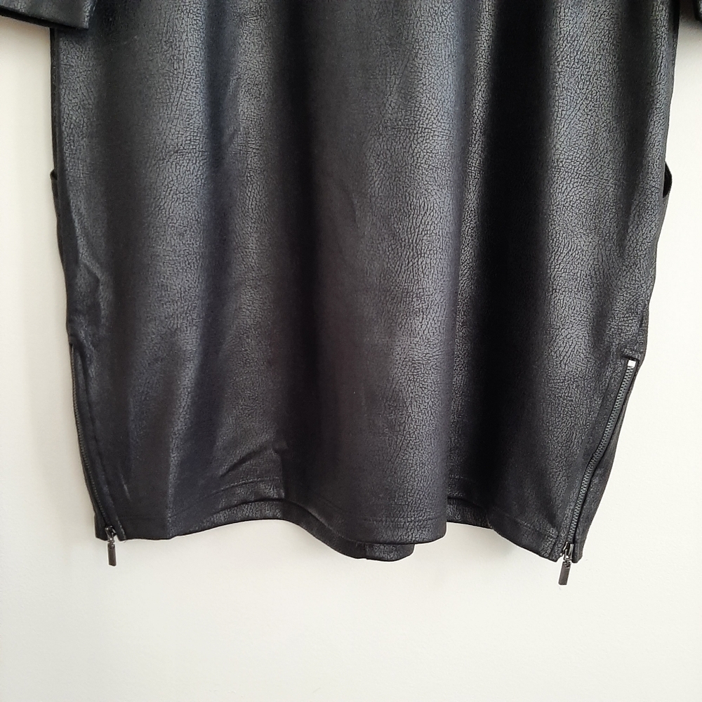 Gabrielle Union Shift Dress Black Leather Look Size Large - Picture 8 of 15
